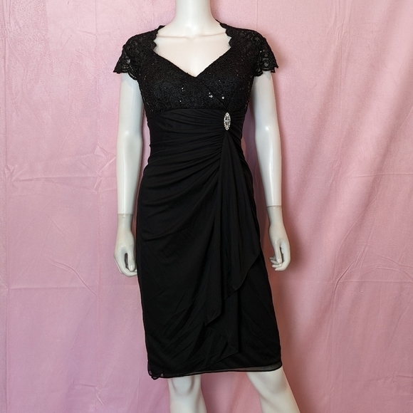 Betsy & Adam Dresses & Skirts - Betsy & Adam Black Lace Sleeve Mini Length Cocktail Special Occasion Dress 12